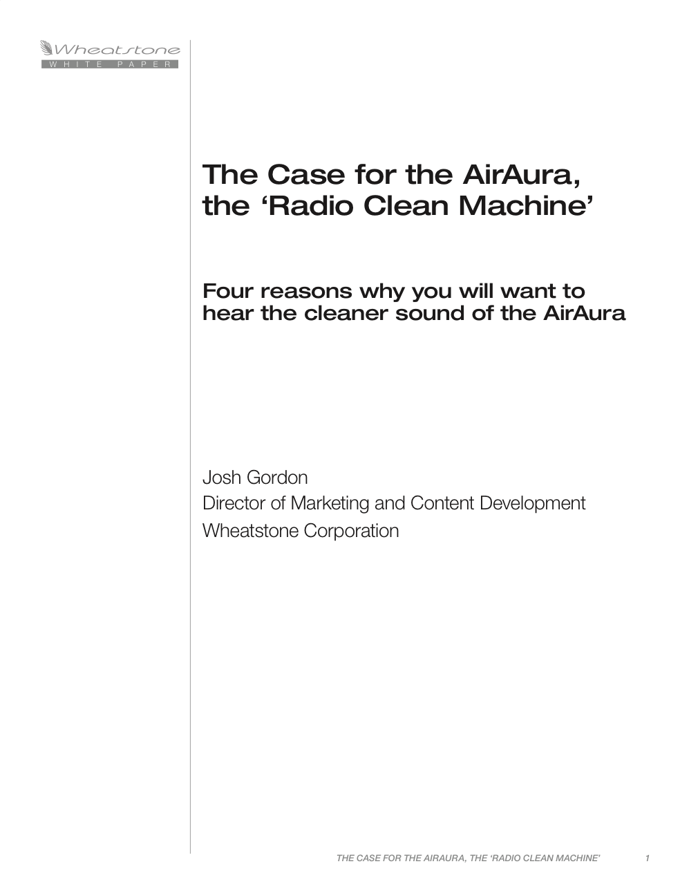AirAura: The Case for the Clean Machine White Paper