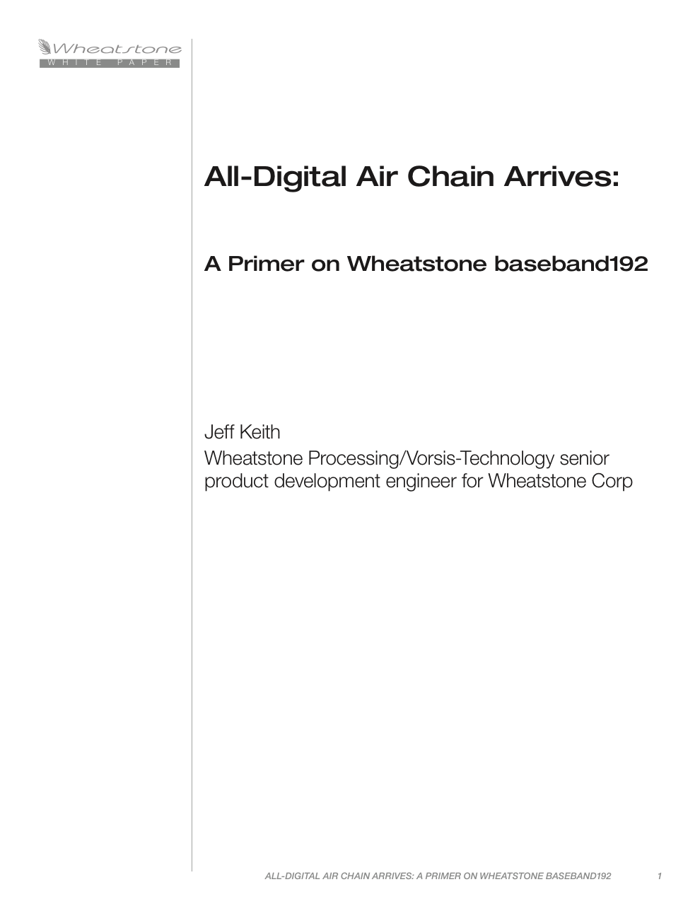 Wheatstone Baseband 192 White Paper