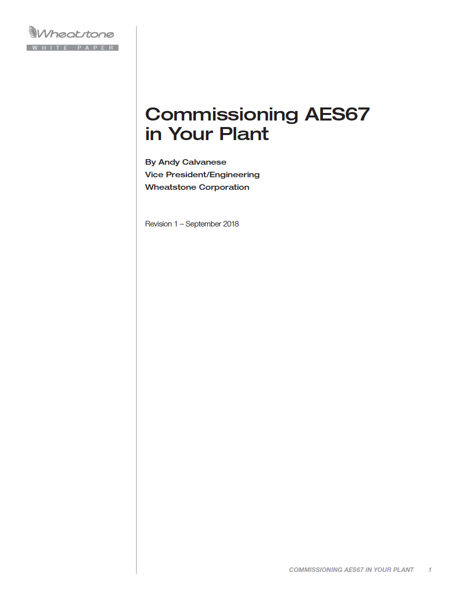Commissioning AES67 White Paper